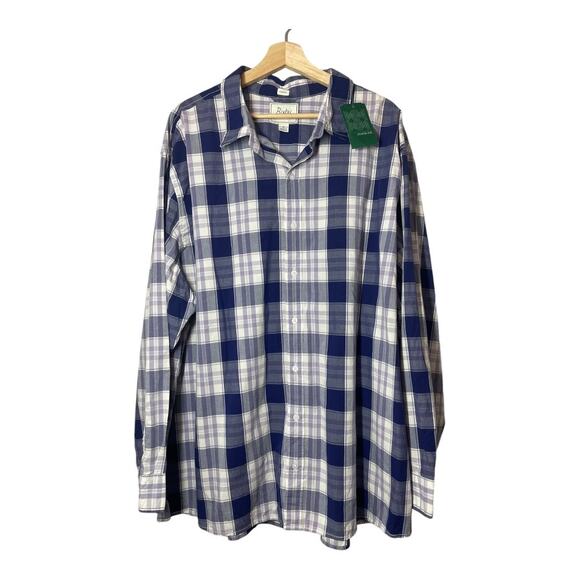 Bixby Nomad Stitch Fix Mens Long Sleeve Plaid Button Front Shirt NWT 3XL Purple - Picture 1 of 6